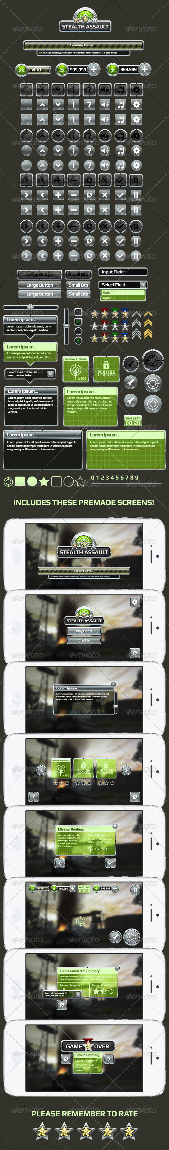 Army/War Style Game User Interface (GUI) - User Interfaces Game Assets