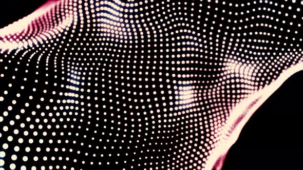 Loopable gradient waving dotted texture with shining blurred particles alt