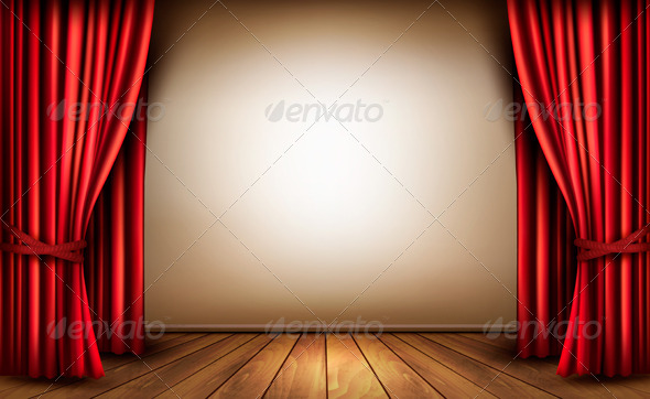 Background with Red Velvet Curtain - Backgrounds Decorative