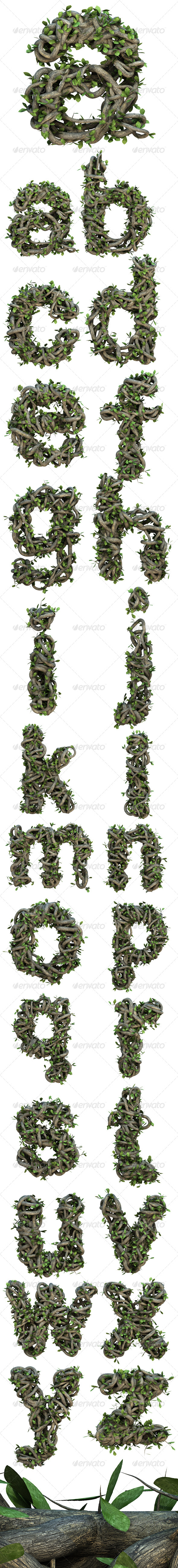 Ivy Lowercase Alphabet - Text 3D Renders