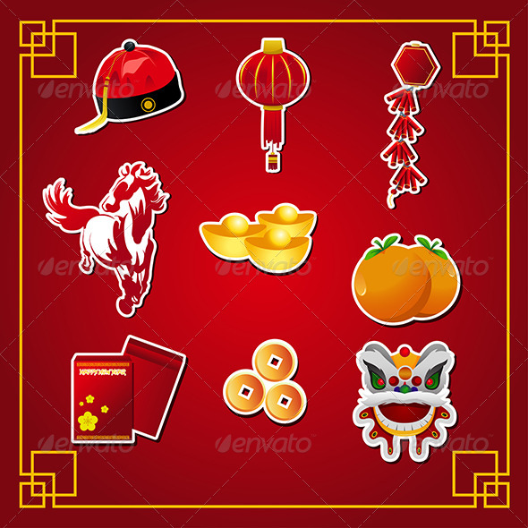 Chinese New Year Icons - Seasons/Holidays Conceptual