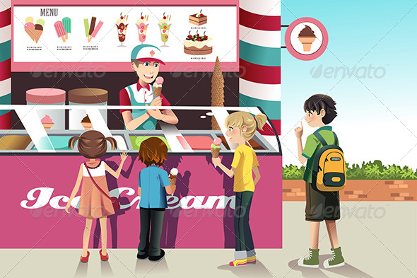 Kids Buying Ice Cream - Food Objects