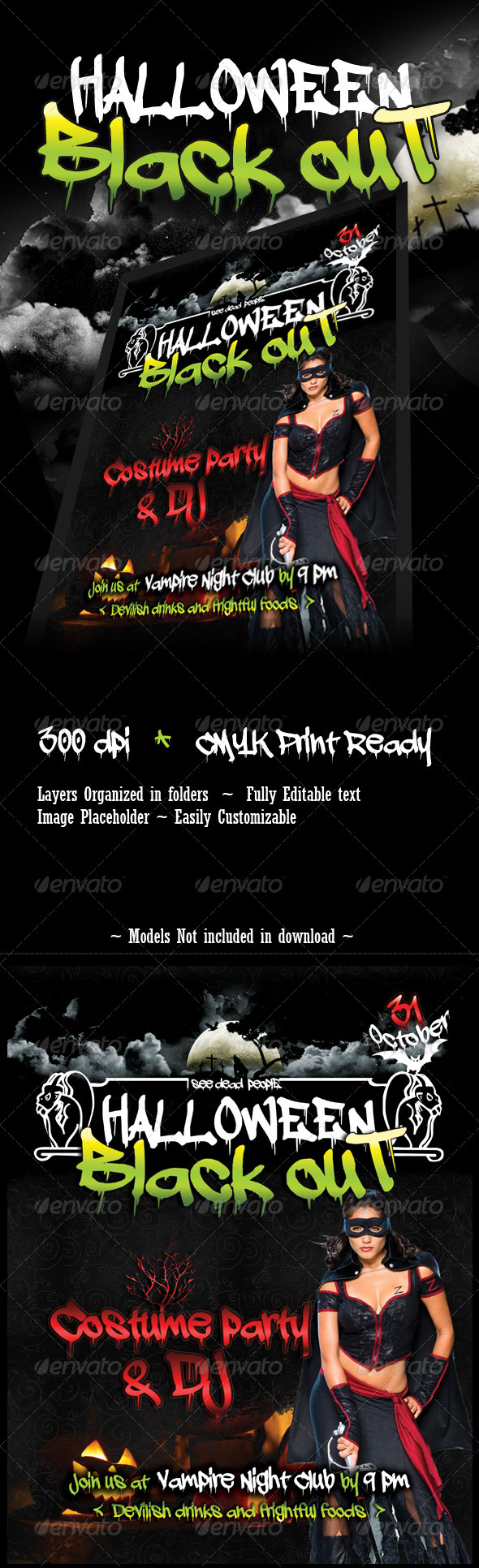 Halloween Blackout Flyer Template - Clubs & Parties Events