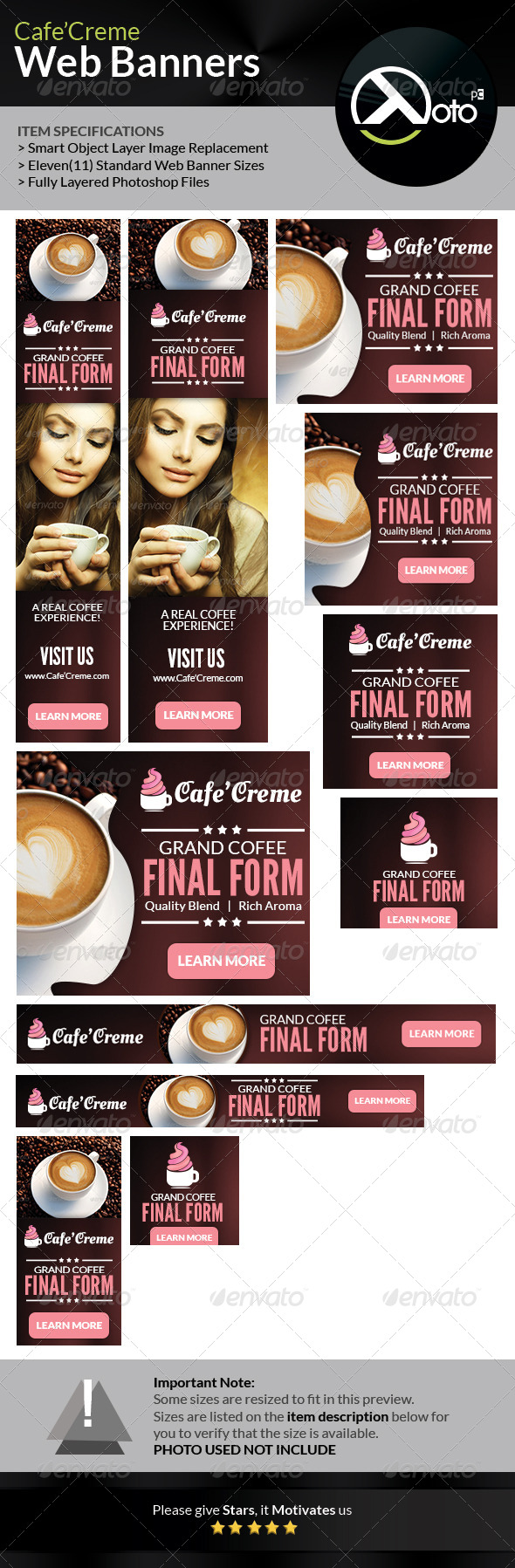 Cafe Creme Coffee Store Web Banners - Banners & Ads Web Elements