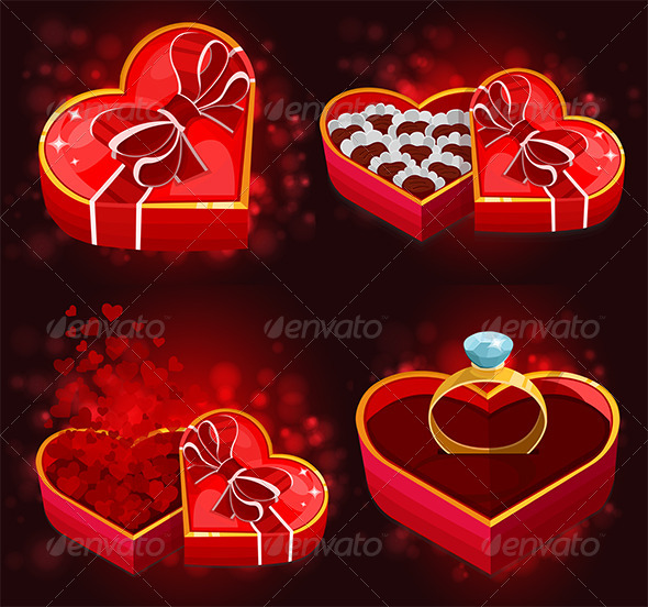 Red Heart Boxes - Valentines Seasons/Holidays