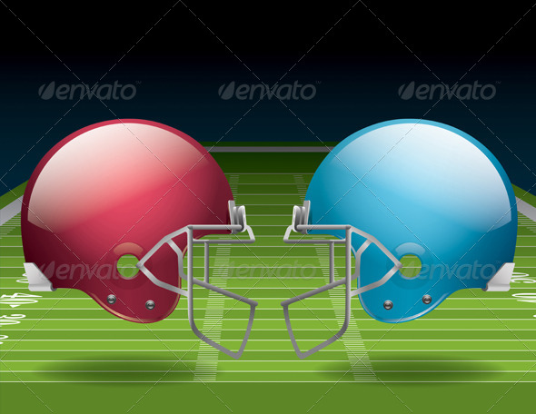 American Football Field and Helmets - Sports/Activity Conceptual