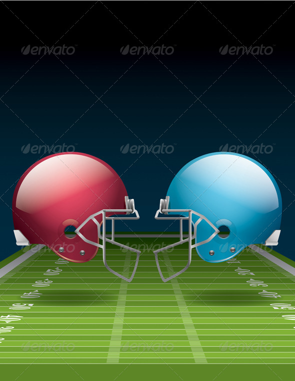 American Football Field and Helmets - Sports/Activity Conceptual
