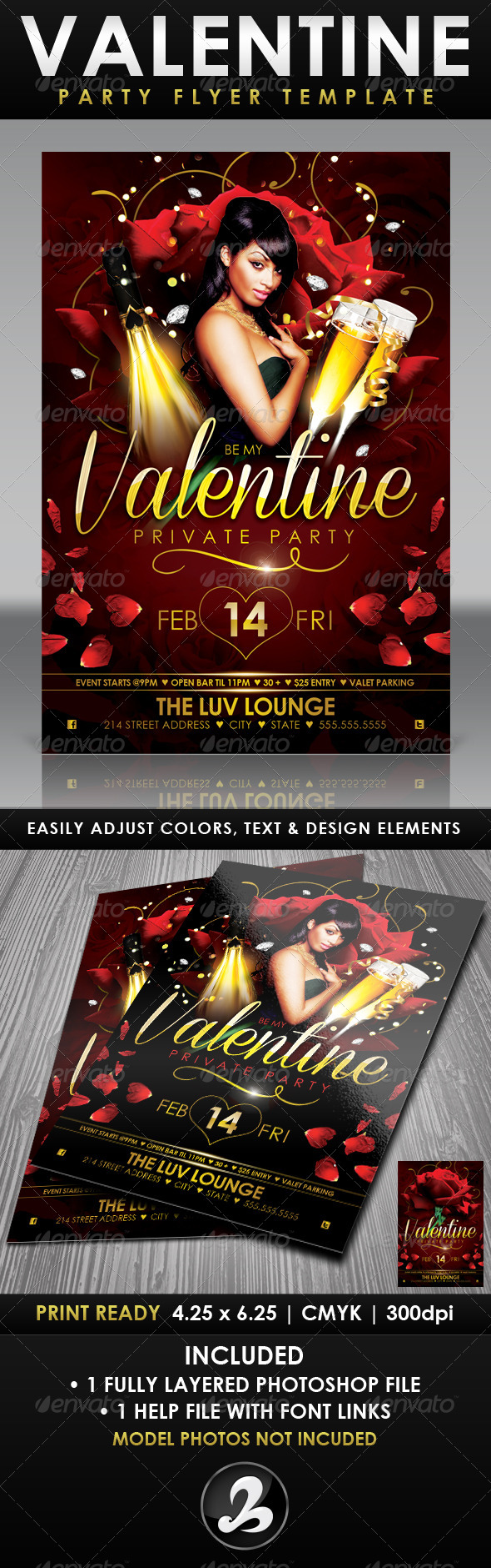 Valentine Private Party Flyer Template - Holidays Events