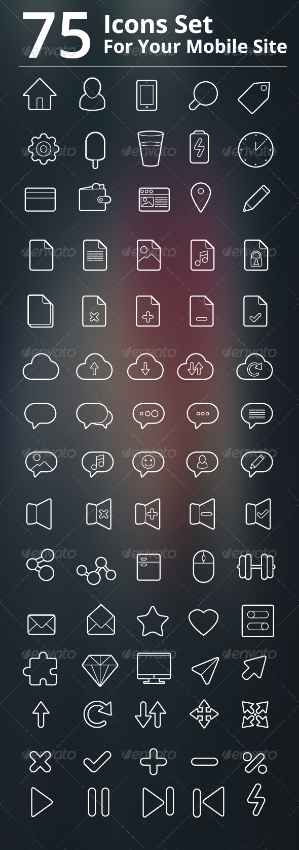 75 Icons Set - Media Icons