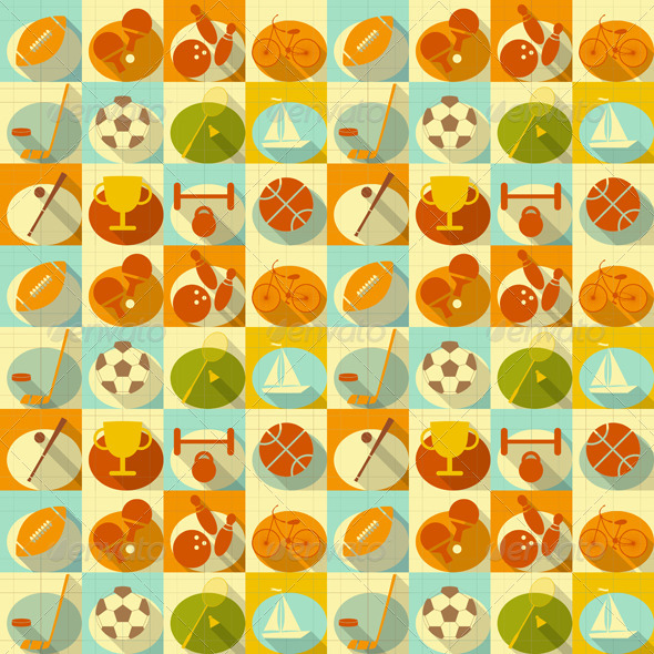 Flat Sports Seamless Background - Backgrounds Decorative