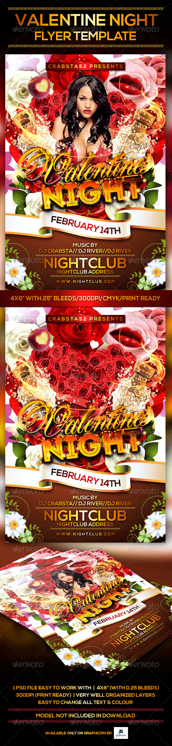 Valentines Night Flyer Template - Flyers Print Templates
