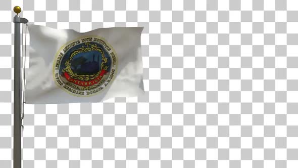 Cambridge City Flag (Massachusetts) on Flagpole with Alpha Channel alt