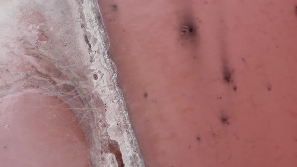 Top view of incredible salty Kuyalnitsky estuary. Concept of global warming on planet alt