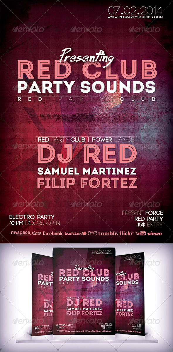 Red Sound Party Flyer - Flyers Print Templates