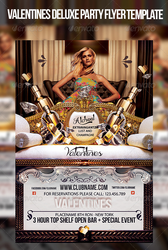 Valentines Deluxe Party Flyer Template - Events Flyers