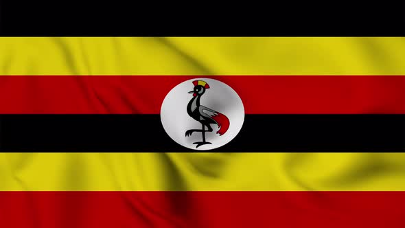 Uganda flag seamless closeup waving animation