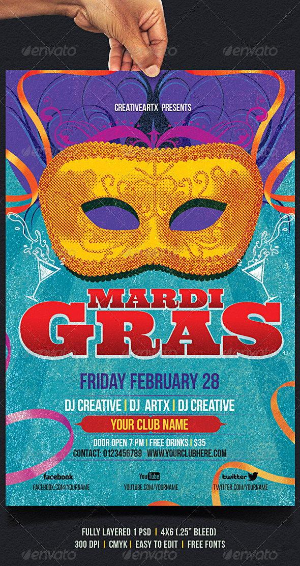 Mardi Gras Flyer 2 - Events Flyers