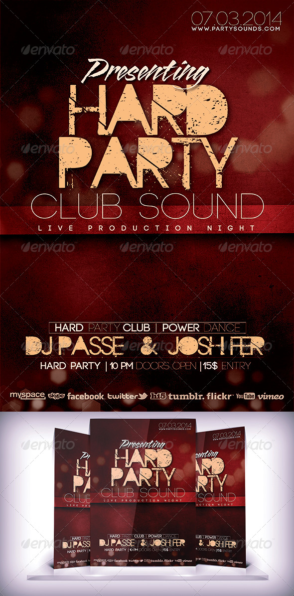 Hard Party Club Flyer - Flyers Print Templates