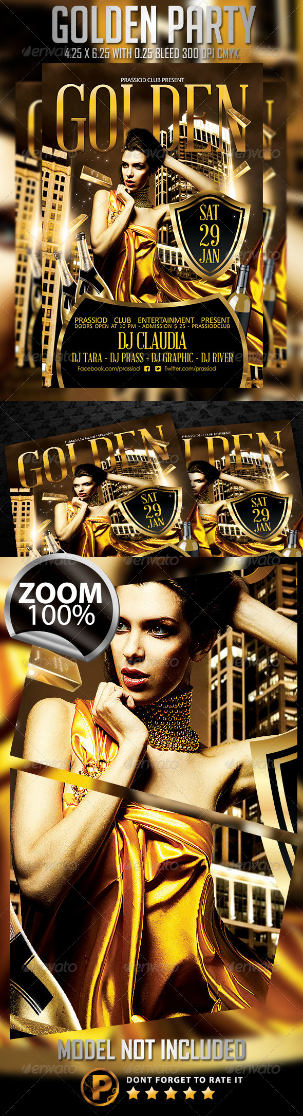 Golden Party Flyer Template - Clubs & Parties Events