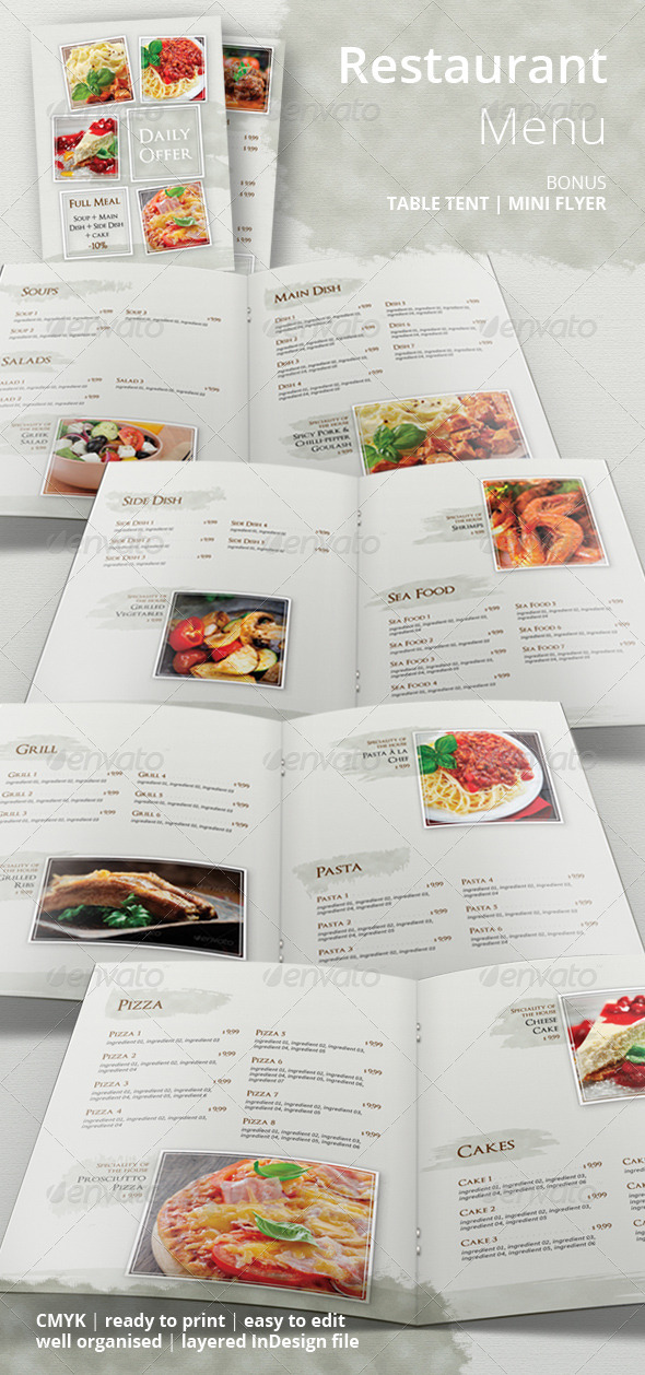 Restaurant Food Menu - Food Menus Print Templates