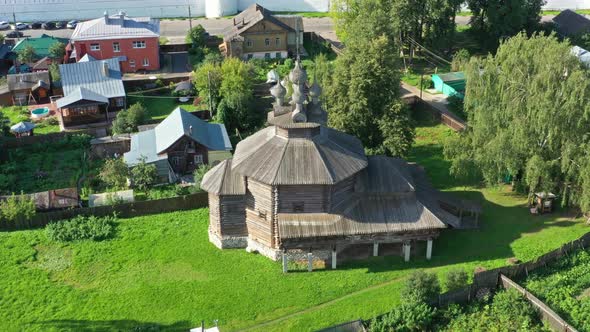 Aerial View of Old Wooden Church alt