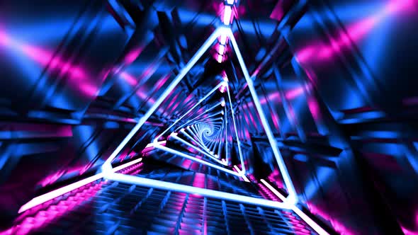 Neon Light Tunnel Concert Background 4K