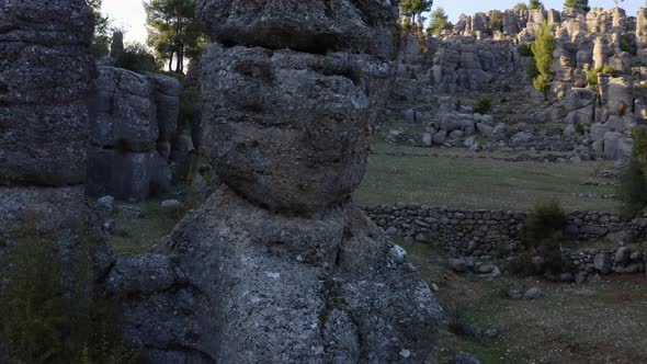 Spectacular Nature Scenery with Beautiful Rock Formations in Morning Sunlight alt