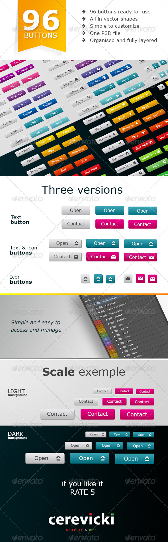 96 Simple web buttons pack - Buttons Web Elements