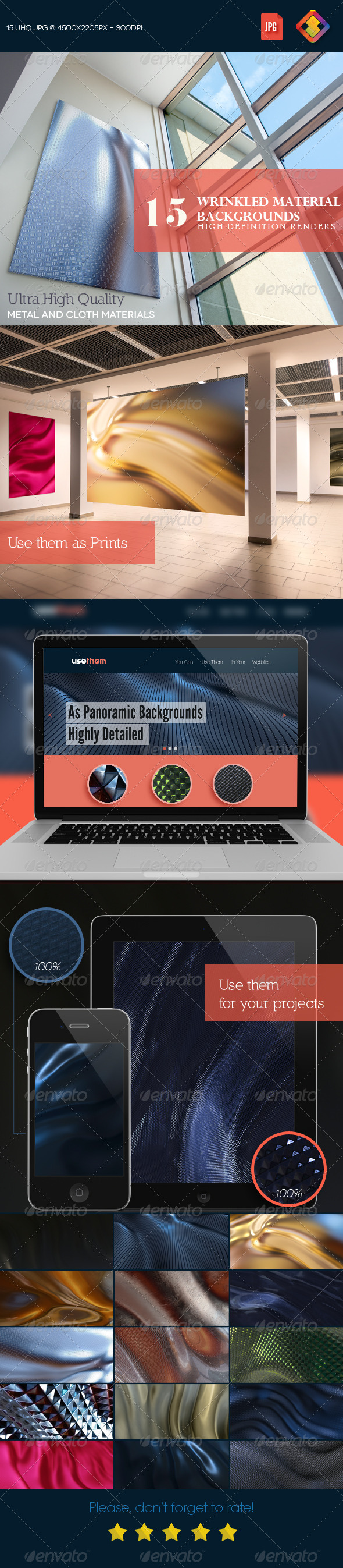 Wrinkled Material Backgrounds V1 - Tech / Futuristic Backgrounds