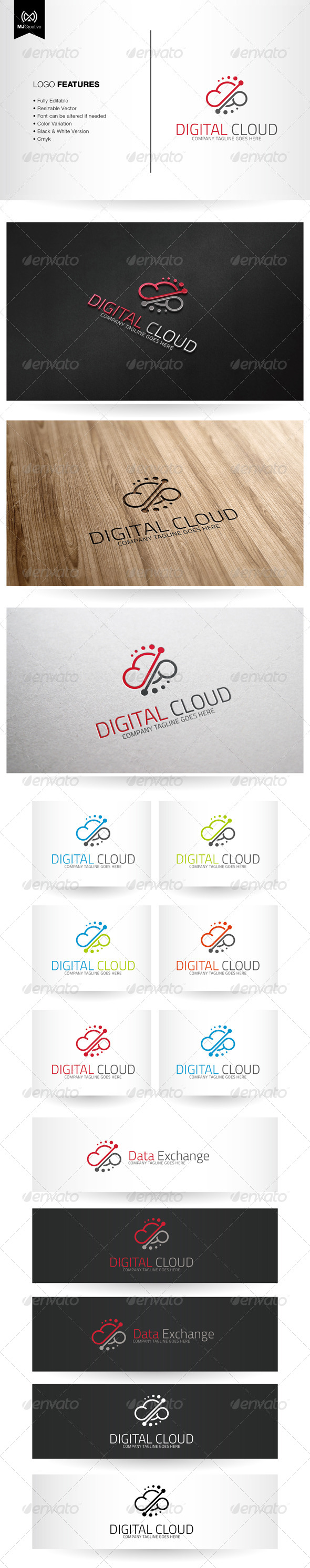 Digital Cloud Logo - Abstract Logo Templates