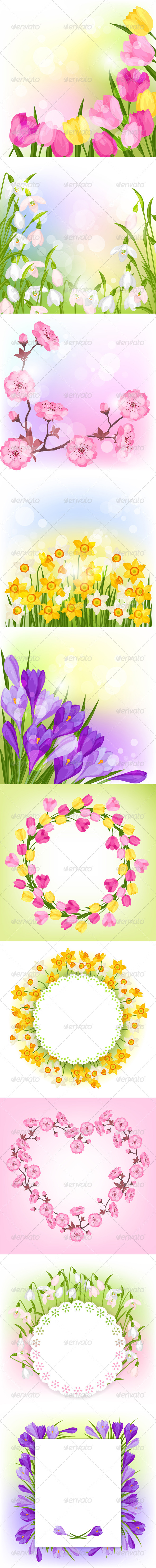 Spring Flowers Natural Backgrounds. - Flowers & Plants Nature