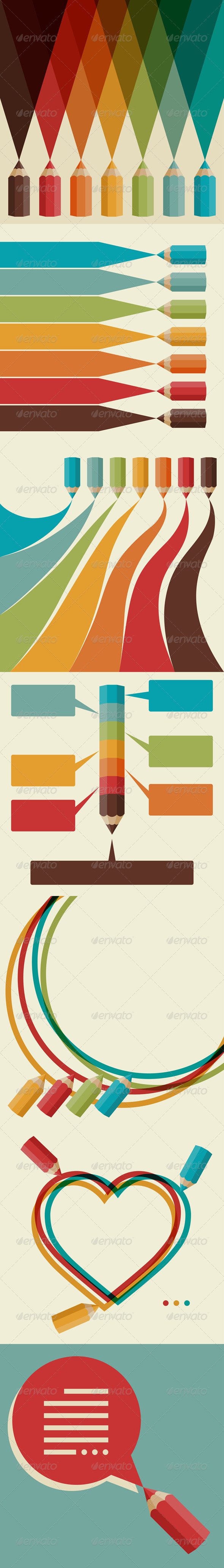 Backgrounds with Colored Pencils. - Retro Technology