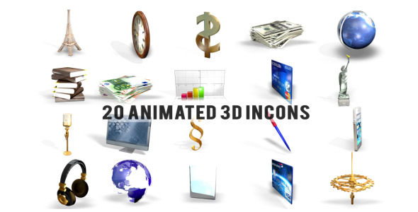 20 Animated 3d Icons Pack