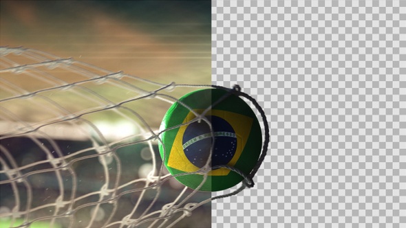 Soccer Ball Scoring Goal Night - Brazil