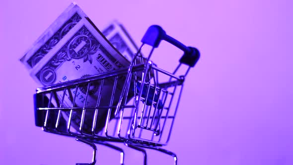 Shopping Trolley With American Paper Money