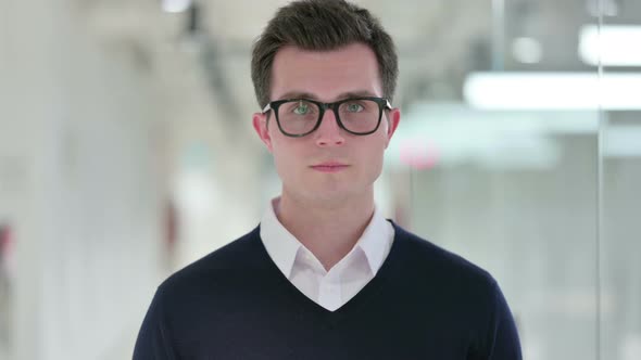 Serious Young Businessman Looking at Camera  alt