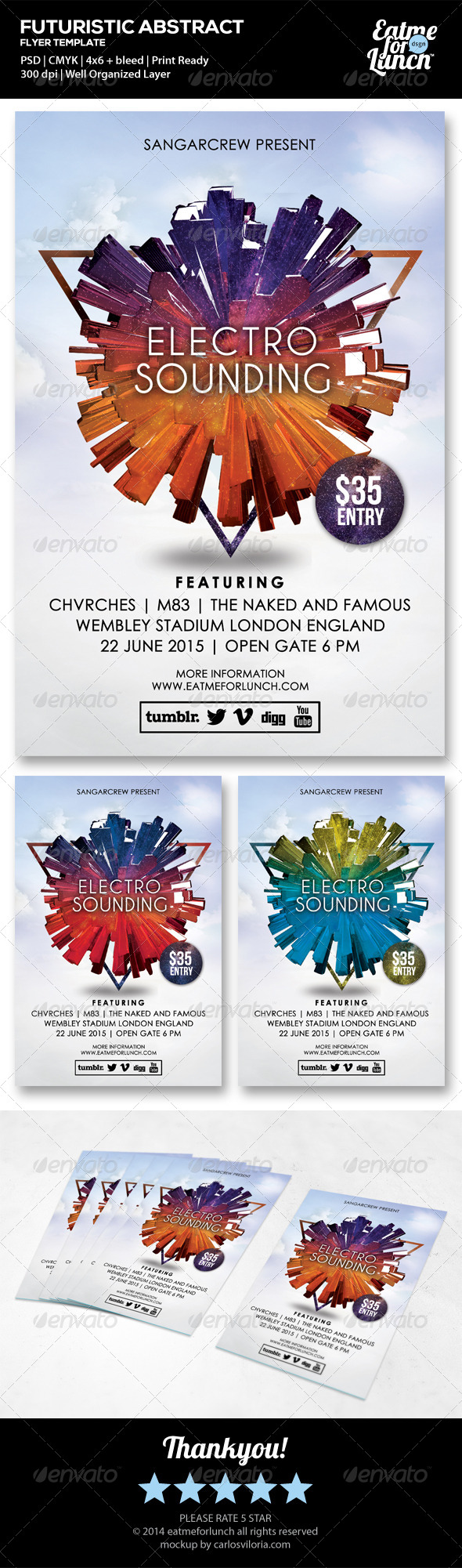 Futuristic Electronic Music Flyer/Poster Templates - Concerts Events