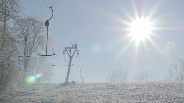 Beautiful and modern ski slopes and ropeway above town of Zajecar in Eastern Serbia 4K 3840X2160 UHD alt