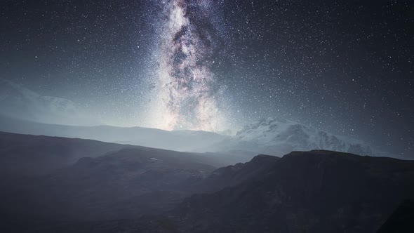 Camera Follow the Milky Way Rotate in Mountains alt