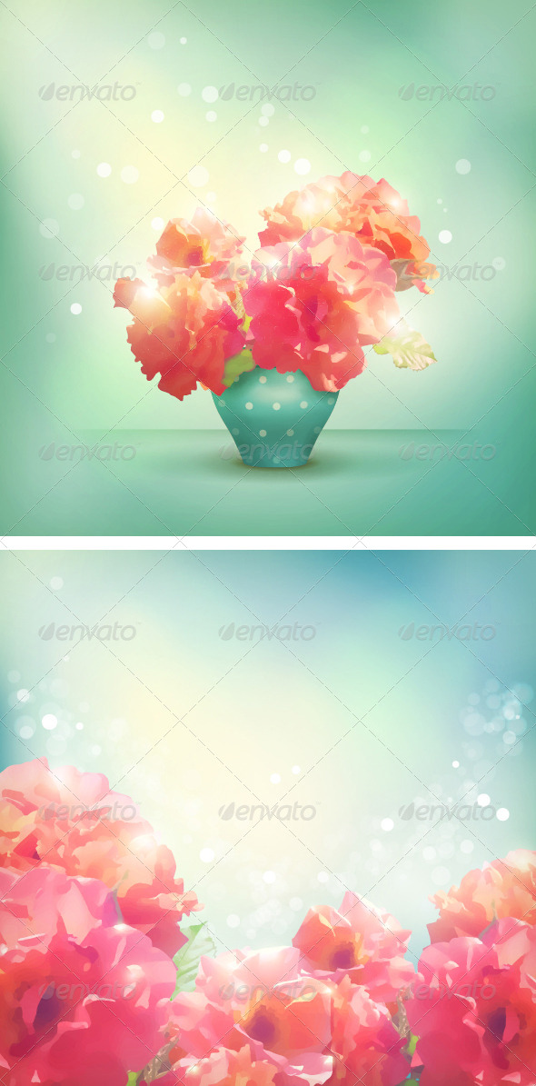 Romantic vector floral background - Flowers & Plants Nature