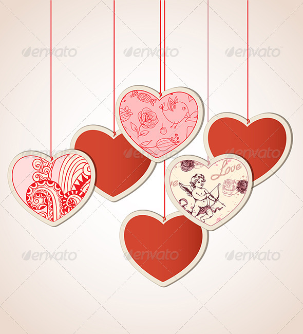 Decorative Background with Hearts - Valentines Seasons/Holidays