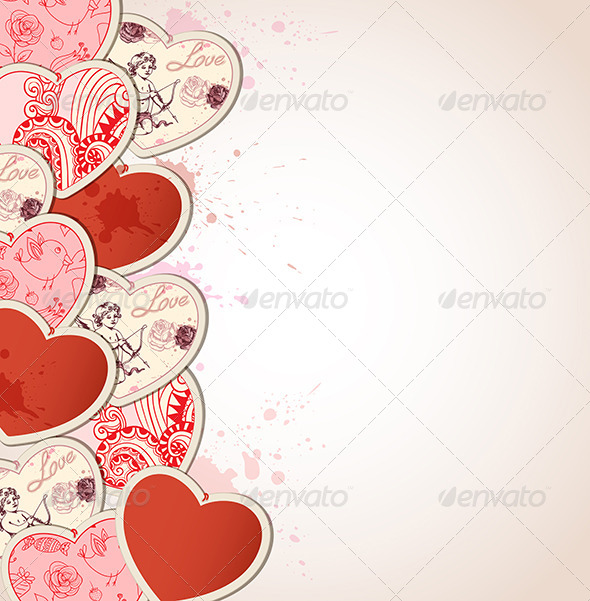 Background with Hearts for Valentine's Day - Valentines Seasons/Holidays