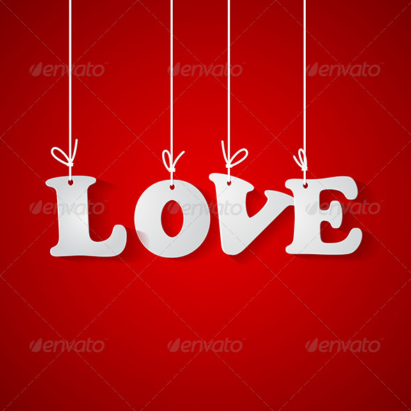 Red Background with Love Inscription - Valentines Seasons/Holidays