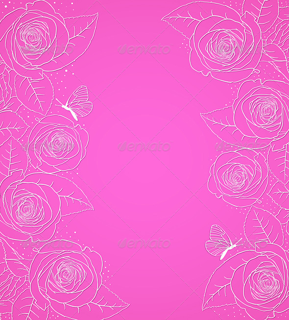 Pink Background with Roses - Backgrounds Decorative