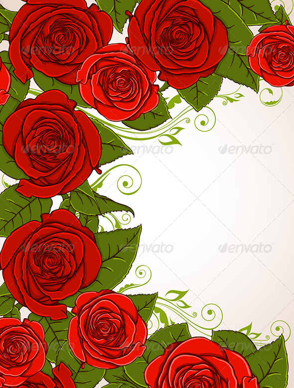 Background with Red Roses - Flowers & Plants Nature