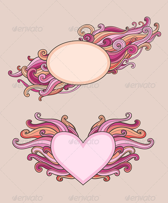 Vintage Banners for Valentine's Day - Decorative Symbols Decorative