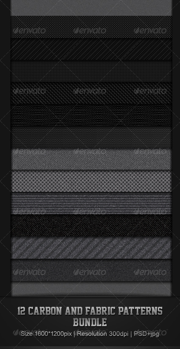 12 Fabric & Carbon Patterns Bundle - Patterns Backgrounds