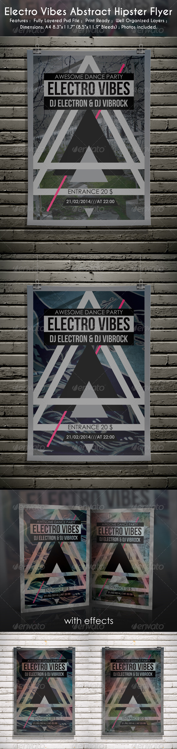 Electro Vibes Abstract Hipster Flyer - Clubs & Parties Events