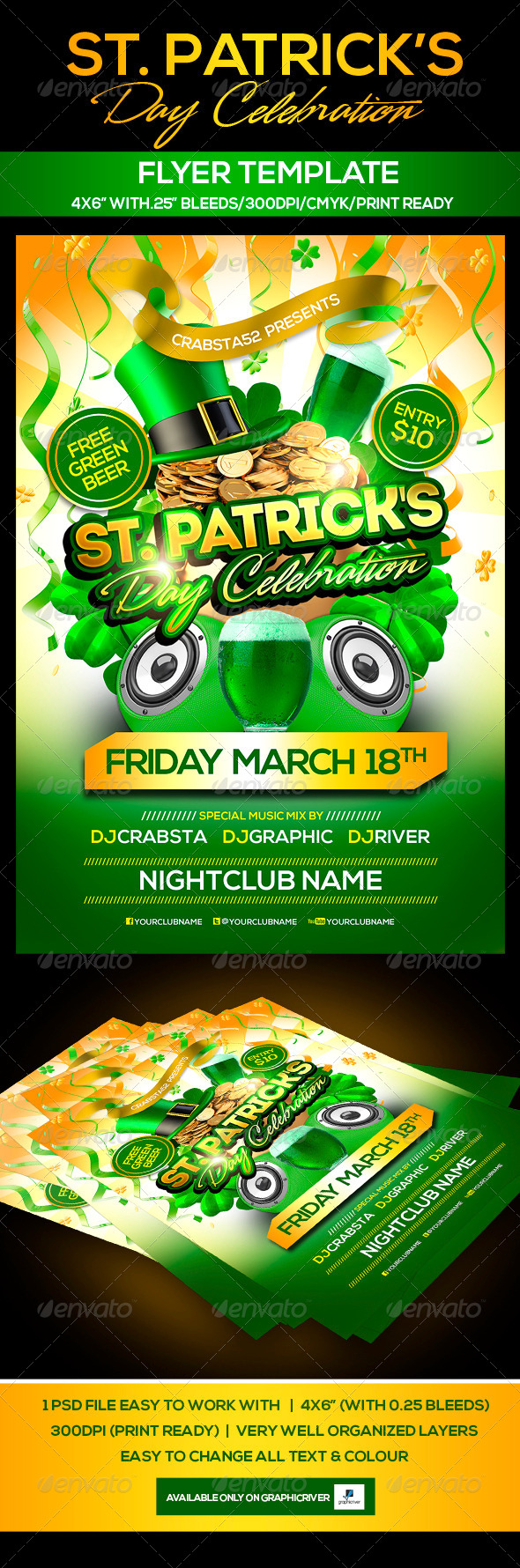 St. Patrick's Day Celebration Flyer Template - Flyers Print Templates