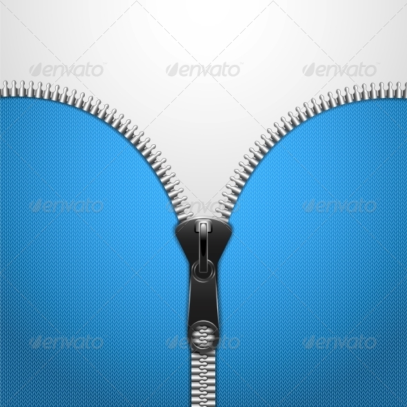 Metalic Zip On Blue Knitted Cloth - Man-made Objects Objects